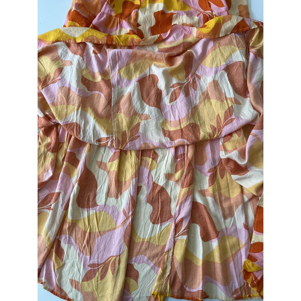 Abel The Label Dress Womens Small Orange Pink Floral Maxi Sundress Tropical - Picture 8 of 11